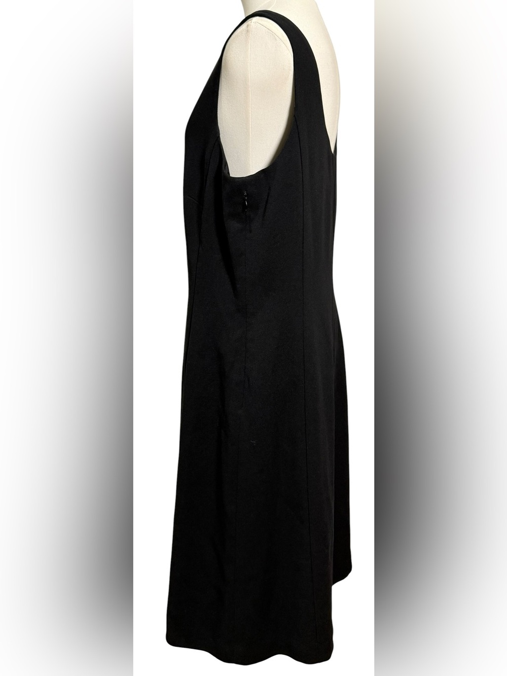 Vintage Carole Little Black Sleeveless Shift Dress Size 14 - Picture 3 of 6
